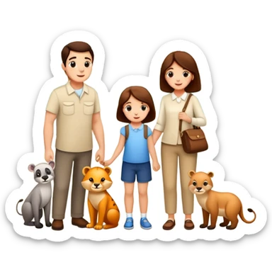 a family looking at animals at the zoo sticker