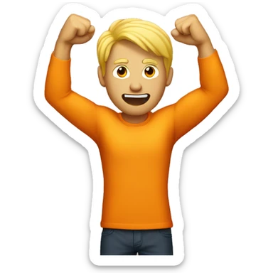 Orange man with blonde hair raising his fist sticker