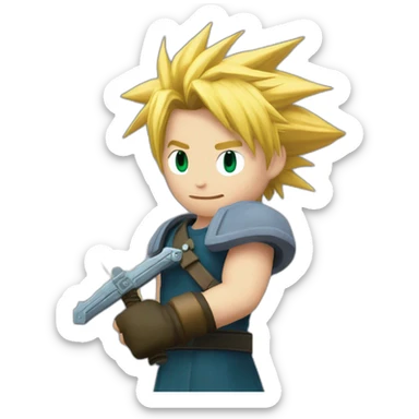 cloud strife with buster sword sticker