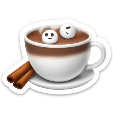 being cup of hot chocolate with marshmallows and cinnamon sticker