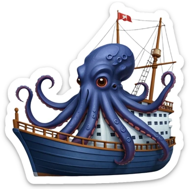 Kraken – Giant octopus with tentacles wrapping a ship sticker