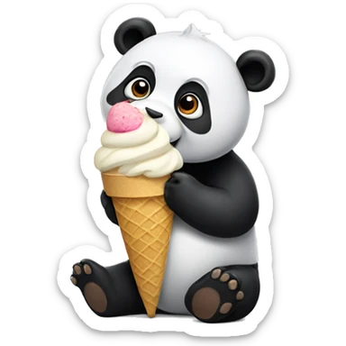 Panda eating ice cream sticker