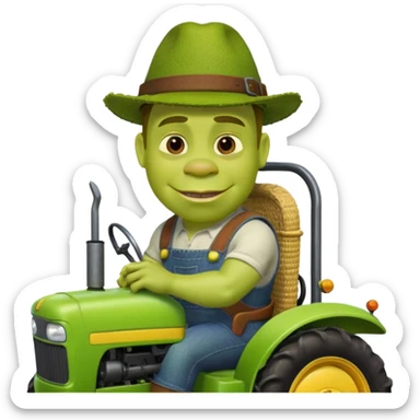 Shrek in tractor sticker