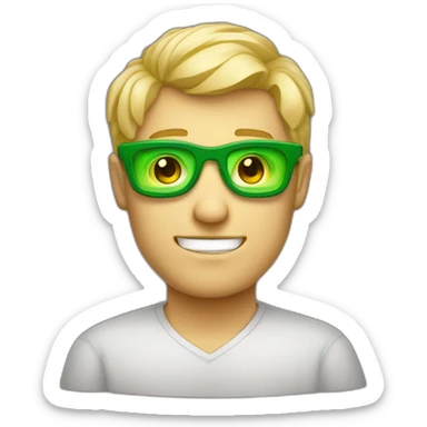 homme blond aux yeux verts et des lunettes de geek sticker