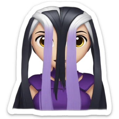 White girl with long straight black and purple hair Raven Queen sticker