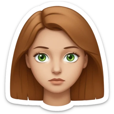 Девушка, светлая шатенка с длинами волосами, лет 25 с серо зелёными глазами по темнее с более серьезным лицом  sticker