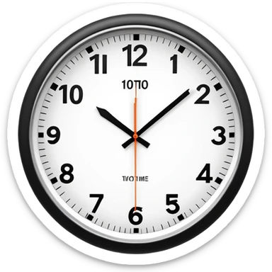 A classic analog wall clock showing 10:10 time sticker
