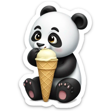 Panda eating ice cream sticker