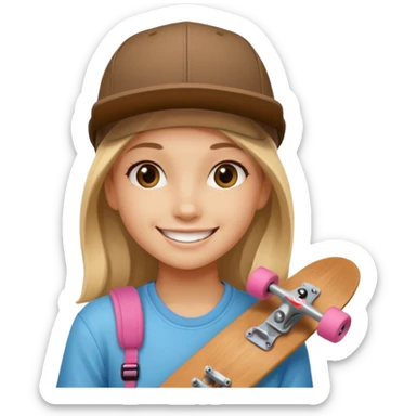 skateboarder girl mugshot with cap sticker
