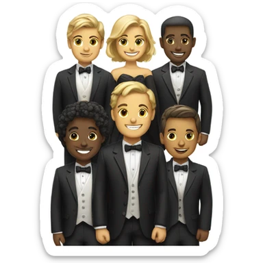 smiling group in formal attire sticker