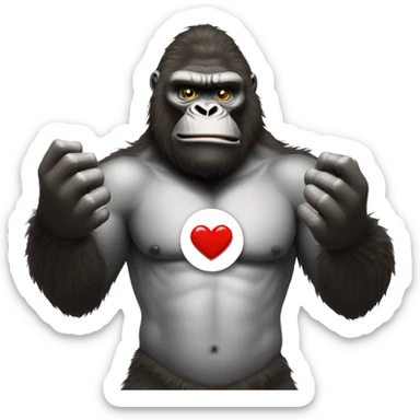 King Kong WITH LOVE HEART HANDS sticker