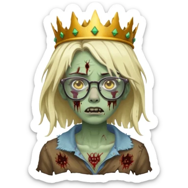crowned woman zombie with glasses sticker
