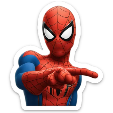 spider man looking sideway and pointing with finger to the left side sticker