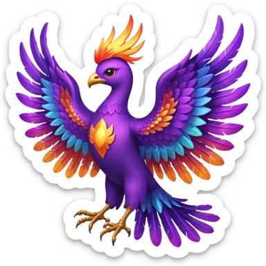 a  all purple pheonix with wings spread out sticker