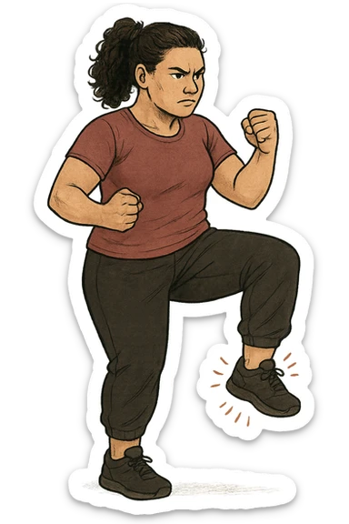 dONNA CON PCOS CHE COMBATTE LE SUE GAMBE GONFIE FORMATO VERTICALE SENZA SFONDO sticker