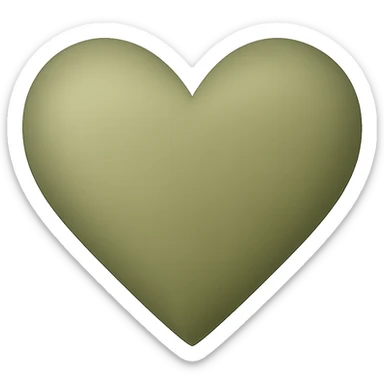 heart with a soft olive green gradient, digital illustration sticker