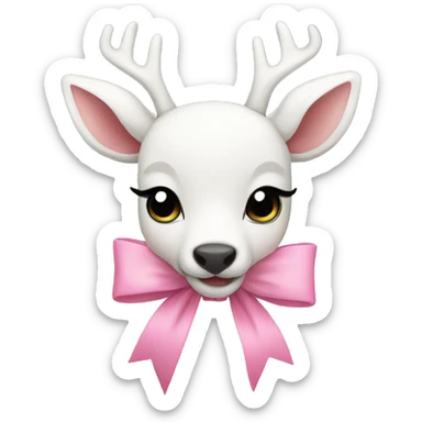 White deer pink bow sticker