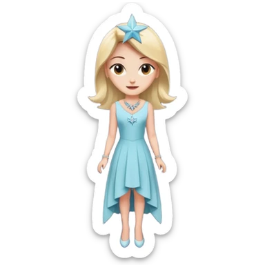 Elegant star mascot illustration inspired by a beauty brand logo, 4-pointed elongated star, sophisticated and minimal flat design, subtle feminine eyelashes, confident soft smile, in hex #250055 sticker