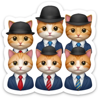 cat with ties and hats diffrents cats sticker