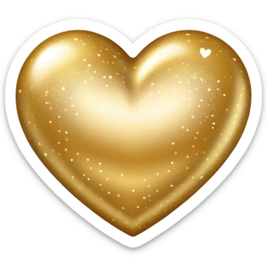 Change the glittery silver color heart with a subtle gradient and no border to a glittery gold color heart with a subtle gradient and no border. Keep the background transparent. Maintain the style and subtle gradient effect of the original heart. sticker