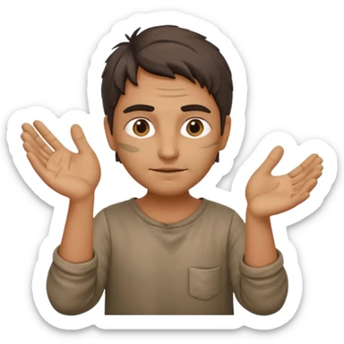 Emoji portrait of a Greek potter. Simple clothes, hands and face smudged with clay, focused expression. sticker