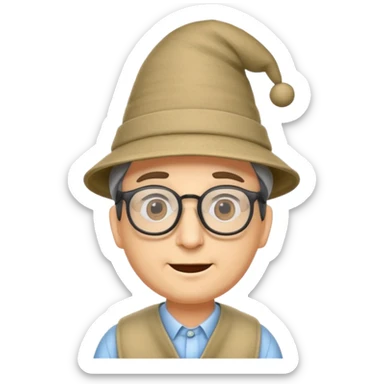 Man with glasses wearing a tall funny hat. sticker