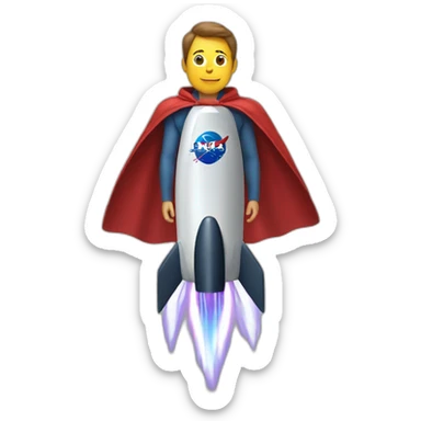 person on a rocket dressed in a cape sticker
