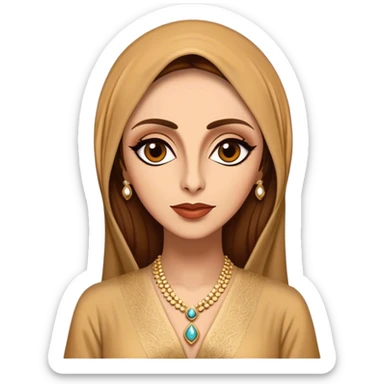 Cinematic Realistic Fairuz Portrait Emoji, depicted as an iconic Lebanese singer with graceful soulful expression and elegant attire, rendered with lifelike textures and warm radiant lighting that captures her timeless musical allure. sticker