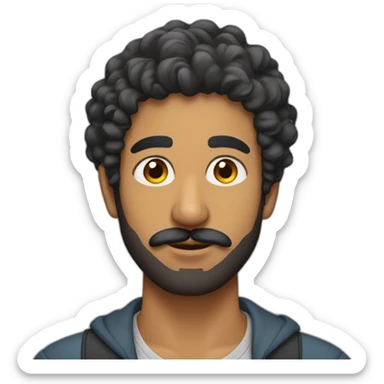south asian man with a moustache, beard and short curly hair sticker
