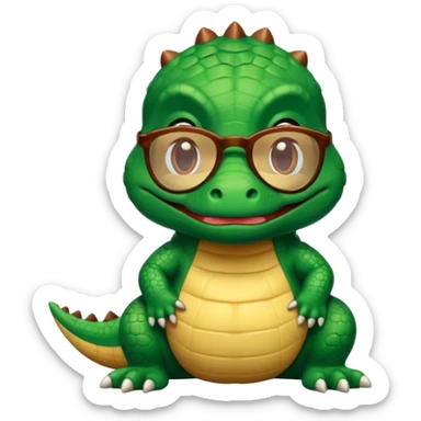 Cocodrilo bebé ,cafe,mirando hacia enfrente y con lentes de sol sticker