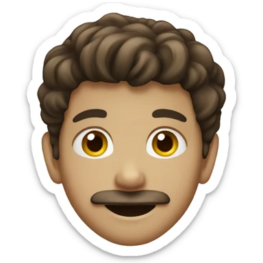 smiling young boy with brown hair and moustache sticker