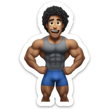bodybuilder(with black curly hair) posing and surprised sticker