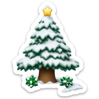 a snow-covered Christmas tree sticker