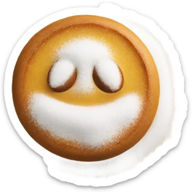 Upside down smiley face with a bunch of sugar powder on its face sticker