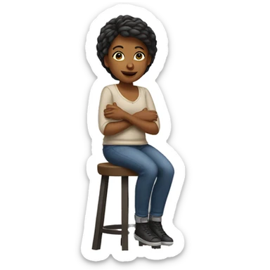 woman sitting on stool sticker