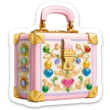 Dolce and Gabbana small box bag with colourful pastel ornament and golden detais  sticker