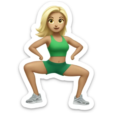 Blonde girl working out in green  sticker