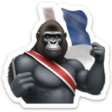 Gorille qui porte le drapeau francais sticker