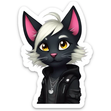 Edgy sharp anthro punk black cat furry by Falvie, LiLaiRa, griffsnuff, AngieWolf sticker