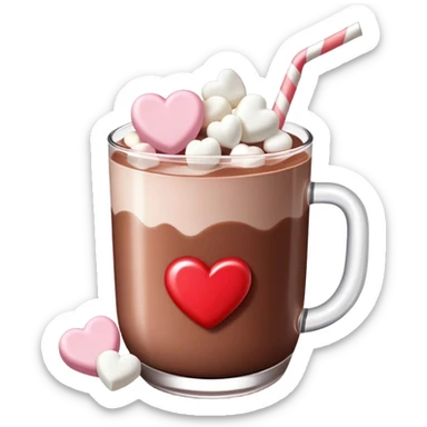 Chocolate milk with heart shaped marshmallows  sticker