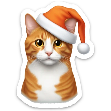 Orange and tuxedo cat with Santa hats  sticker