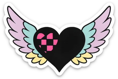 emo heart with pastel wings, remove background sticker