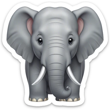 Cinematic Noble Elephant Portrait Emoji, Poised and regal, with a massive, majestic build and a smooth, well-groomed gray hide adorned with gentle wrinkles and proud tusks, deep-set soulful eyes, Simplified yet sharp and sophisticated features, highly detailed, glowing with a soft, dignified glow, high shine, intelligent and gentle, stylized with an air of ancient wisdom, focused and attentive, soft glowing outline, capturing the essence of a watchful and confident giant, so majestic it feels as though it could trump out of the screen with effortless authority! sticker