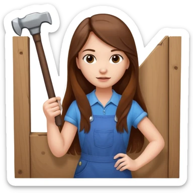 beautiful girl with long brown hair constructing new bedroom sticker