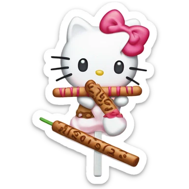 hello kitty with pepero sticker