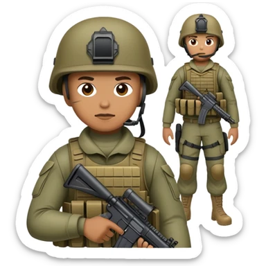 military soldier in combat gear, Arma Reforger style sticker