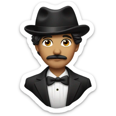 Gypsy boy with a Gabor hat, a tux, and a mustache sticker