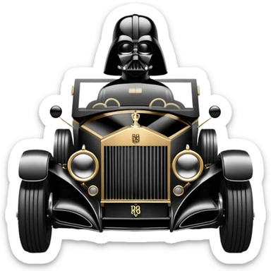 Ornate but stealth 1912 Darth Vader Rolls Royce sports coupe  sticker
