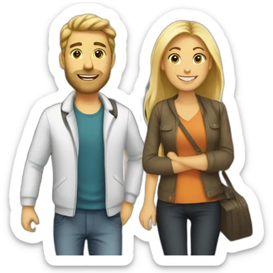  couple white in airport sticker