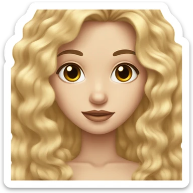 beautiful girl with golden waves of hair, one single black streak of hair. brown eyes, pale skin. sticker